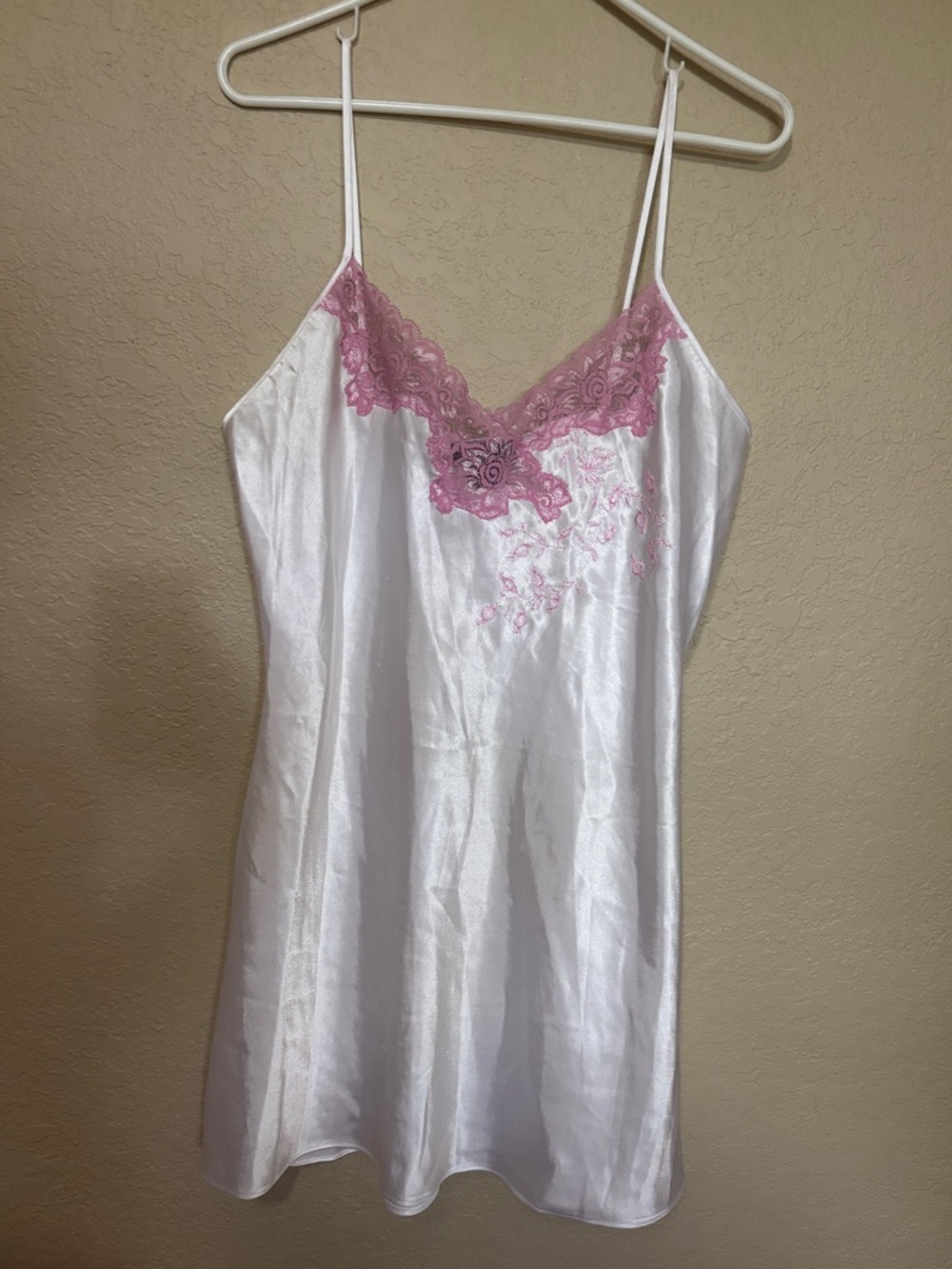 Jones New York Satin Lace Chemise Slip Nightgown Medium Adjustable Straps